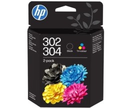 2 Cartouches Originales, HP 302 / 304 Noir + Couleur