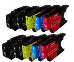 10 Cartouches Compatibles, Brother LC-1220 / LC-1240 / LC-1280 Noir 32.6ml + Couleur 16.6ml