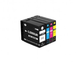 4 Cartouches Compatibles, Canon PGI-2500 XLBK Noir 74.6ml + Couleurs 20.4ml
