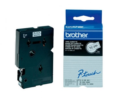 Ruban Original Brother TC-291 Noir sur Blanc 9mm x 7.7m