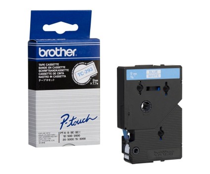 Ruban Original Brother TC-293 Bleu sur Blanc 9mm x 7.7m