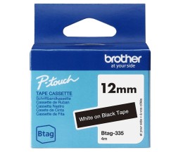 Ruban Original Brother BTAG-335 blanc sur noir 12mm x 4m