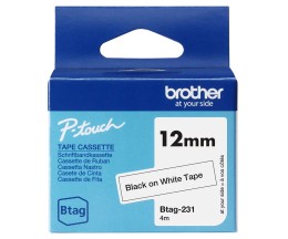 Ruban Original Brother BTAG-231 noir sur blanc 12mm x 4m
