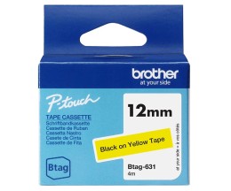 Ruban Original Brother BTAG-631 noir sur jaune 12mm x 4m