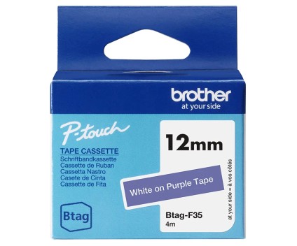 Ruban Original Brother BTAG-F35 blanc sur violet 12mm x 4m