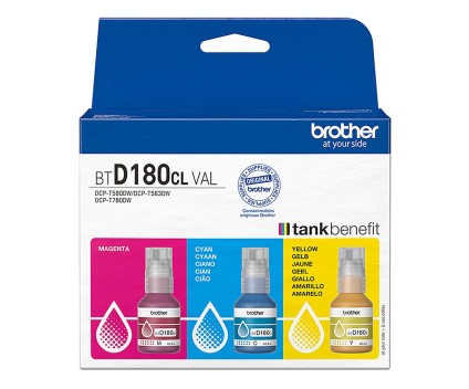 3 Cartouches Originales, Brother BTD180CLVAL Couleur ~ 5.000 Pages