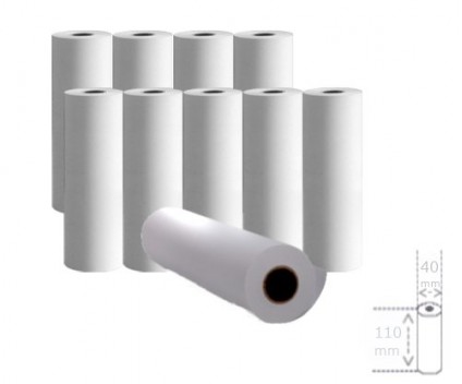 10 Rouleaux de papier thermique 110x40x11mm