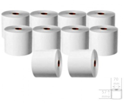 10 Rouleaux de papier thermique 57x70x11mm