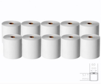 10 Rouleaux de papier thermique 57x60x11mm