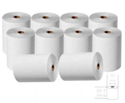 10 Rouleaux de papier thermique 80x70x11mm