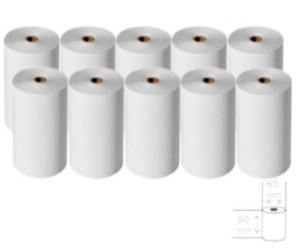 10 Rouleaux de papier thermique 80x60x11mm