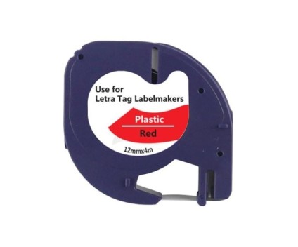 Ruban Compatible DYMO S0721630 12m x 4m Texte noir sur fond rouge