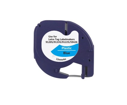 Ruban Compatible DYMO S0721650 12m x 4m Texte noir sur fond bleu