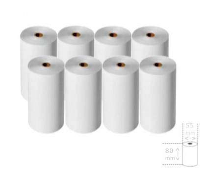 8 Rouleaux de papier thermique 80x55x12mm