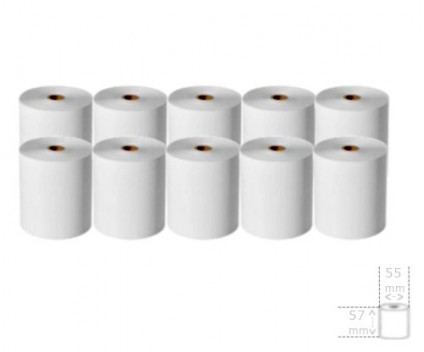 10 Rouleaux de papier thermique 57x55x12mm