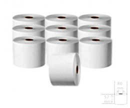 10 Rouleaux de papier thermique 57x80x12mm
