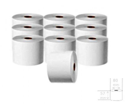 10 Rouleaux de papier thermique 57x80x12mm