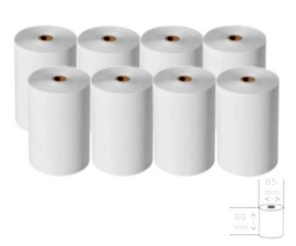 8 Rouleaux de papier thermique 80x65x12mm