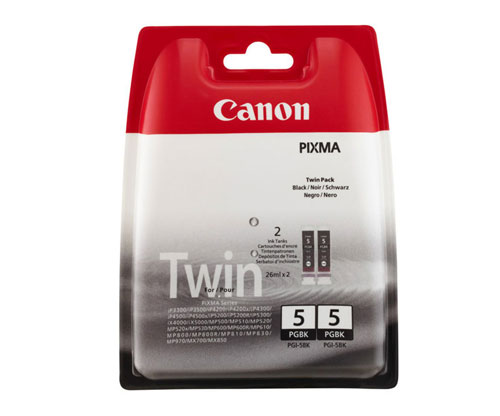 2 Cartouches Originales, Canon PGI-5BK Noir 26ml