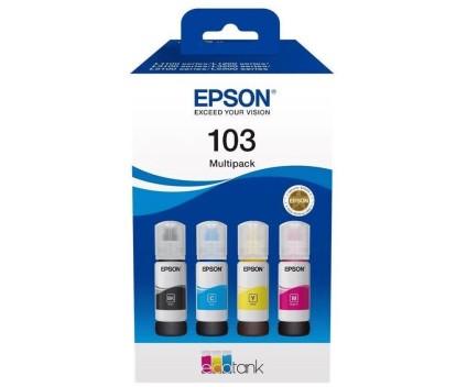 4 Cartouches Originales, Epson T00S6 / 103 Noir 65ml + Couleurs 65ml