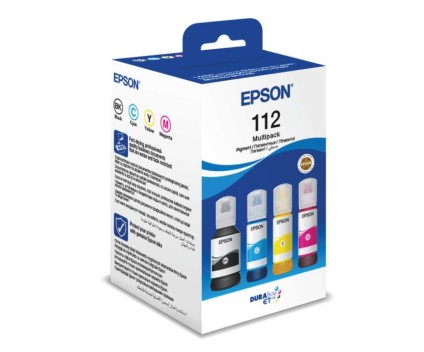 4 Cartouches Originales, Epson T06C6 / 112 Noir 127ml + Couleurs 70ml
