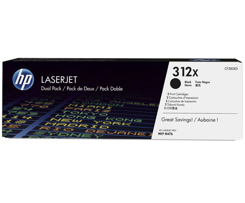 2 Toners Originales, HP 312X Noir ~ 4.400 Pages