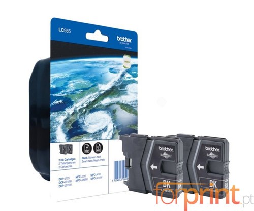 2 Cartouches Originales, Brother LC-985 Noir 9ml